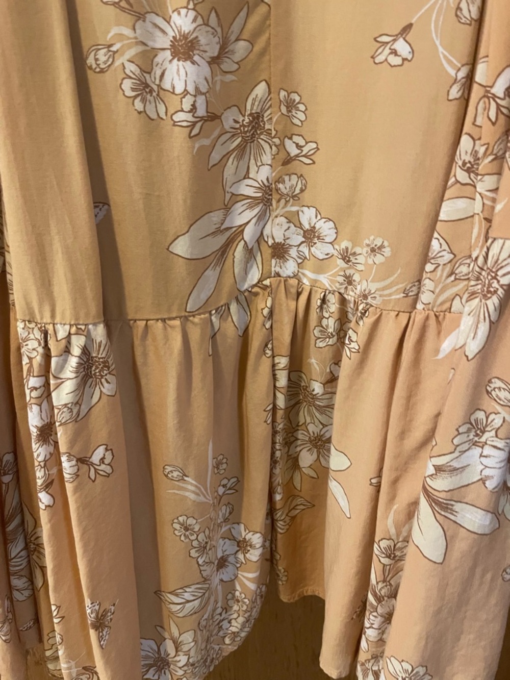 torrid Gold Floral Maxi Dress with White Print and pockets - Picture 4 of 16
